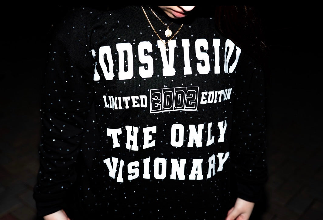 GV Rhinestone Long Sleeve -  Black